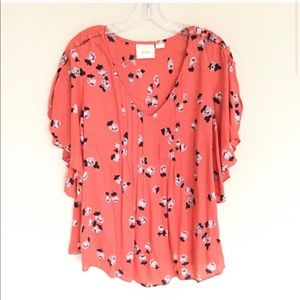 Anthropologie Maeve Maya Floral Flutter Blouse 12